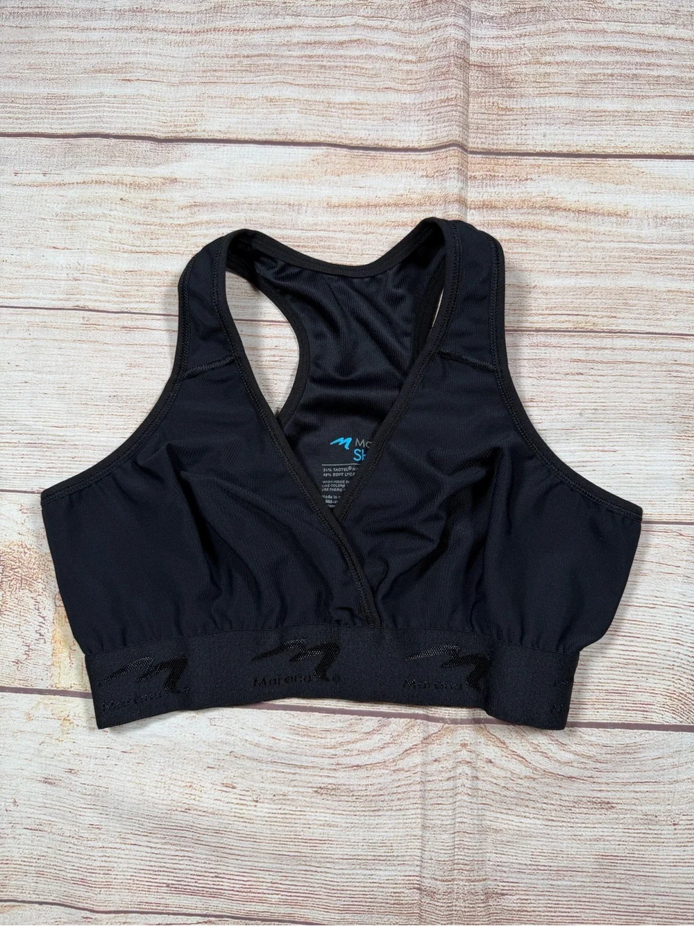 Marena Shape Black V-Neck Supportive Racerback Sports Bra
